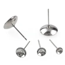 100pcs Stainless Steel Earring Base 4/5/6mm Cup Setting Fits Crystal Stud Earring for DIY Jewelry Making Ear Post Pin Findings