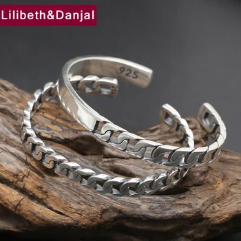 

925 Sterling Silver Bangle Men Jewelry Weaving hollow Opening Indian Bracelet Bangle Women Gift Fine Jewelry B1