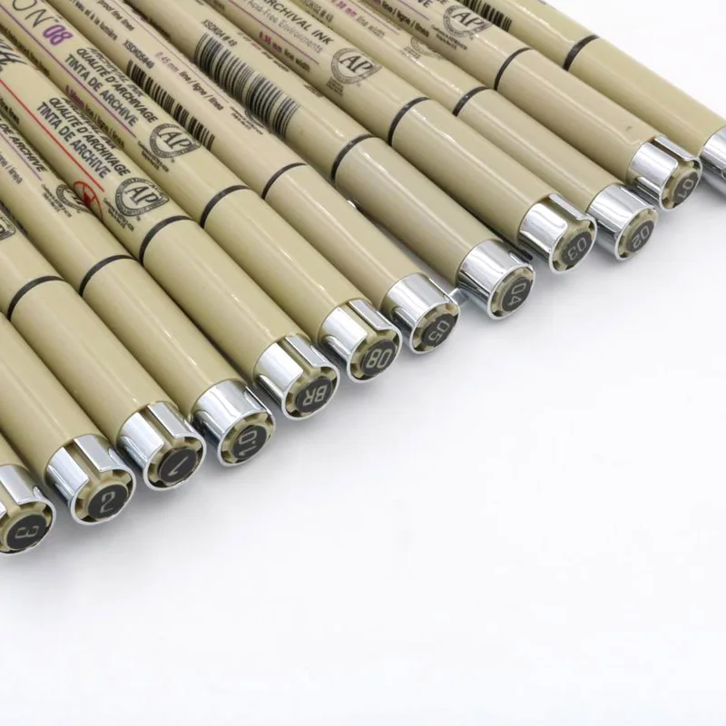 12 шт. пигментный лайнер чернильный маркер Micron разные наконечники для рисования