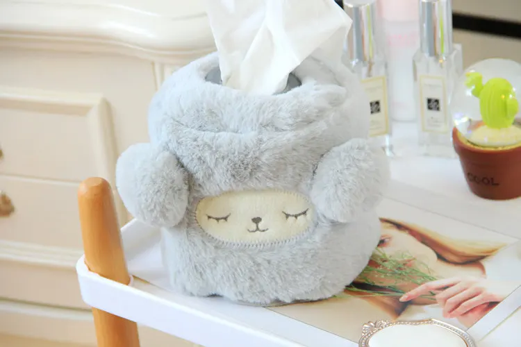 Cute Cartoon Plush Sheep Type Tissue Box Girl's Room Decor Car Sofa Hotel  Decorative Paper Container Case Wedding Supplies Gift