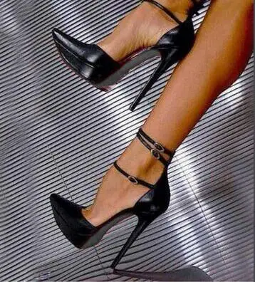 ; пикантная Красивая Черная кожа; острый носок; водонепроницаемая обувь на высоком каблуке 3 см; 14 см; Всесезонная обувь Размер: 35-43 - Цвет: Черный