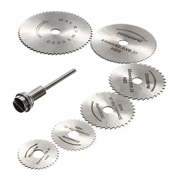 

7x HSS Circular Wood Cutting Saw Blade Discs Mandrel Mini Drill For Rotary Tool