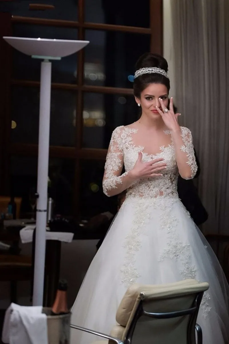 Vestido-De-Noiva-2019-Long-Sleeves-Wedding-Dress-Lace-Appliques-Bridal-Gowns-Sheer-O-Neck-A (3)