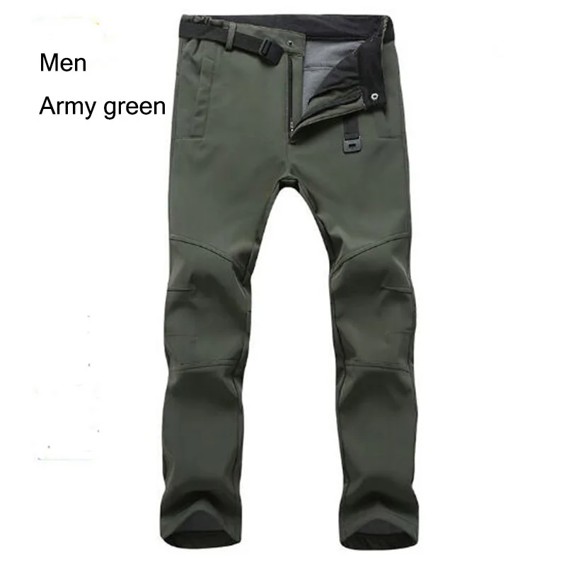 Уличные камуфляжные флисовые походные брюки для женщин и мужчин, водонепроницаемые спортивные штаны, термо штаны для кемпинга, походов, лыжного спорта, флисовые брюки - Цвет: Men army green