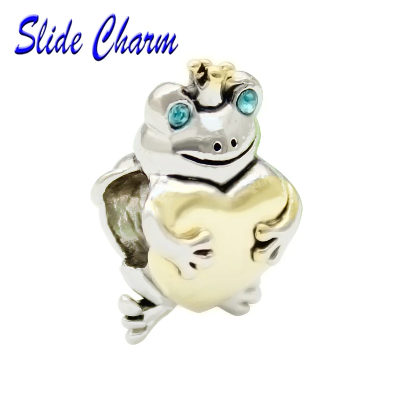 

Slide charm free shipping DIY beads Stylish frog prince love charm beads fit Pandora bracelet necklace