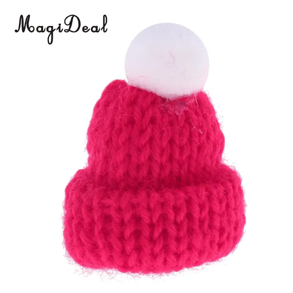 Lovely Miniature Mini Knit Hats for 1:12 Scale Dollhouse Miniature Home Shop Accessories Dolls House Interior Decoration Red