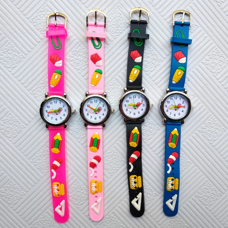 Student Arabic numerals children Quartz Watch child Silicone Watches pencil Pattern Watch kids Wristwatches girl boy 1