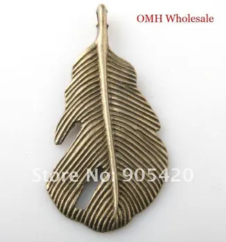 

OMH wholesale Free ship 20pcs bronze leaf charms pendants necklace Bracelets charms 43X21mm DZ26