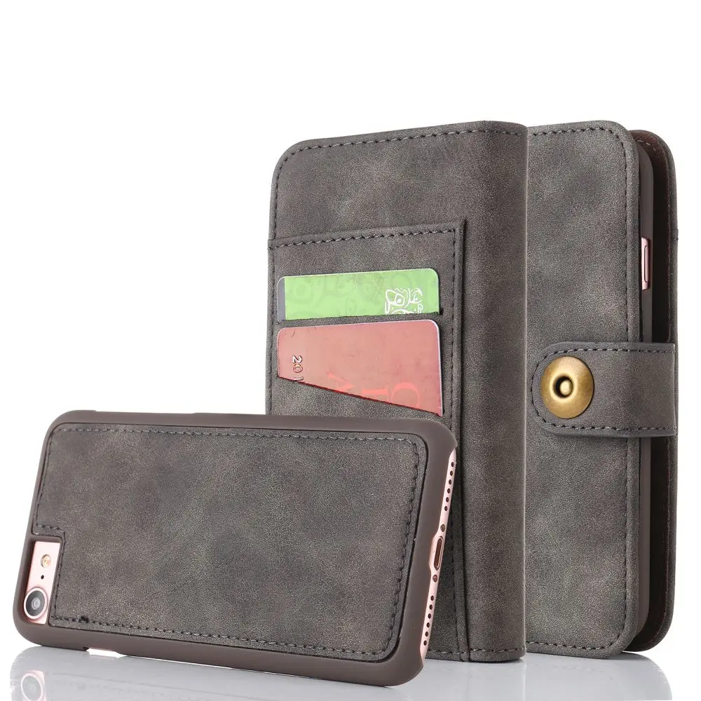 

L-FADNUT Partition Flip Wallet Case For iPhone X Xr Xs Max Leather Capa For 5 5S SE 6 6S 7 8 Plus 360 Protective Segment Cover