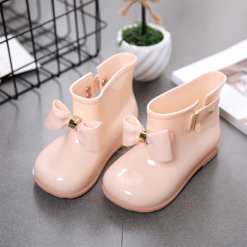 Сапоги для девочек; водонепроницаемые детские резиновые сапоги; мягкая прозрачная обувь для младенцев; детские непромокаемые сапоги с бантом для девочек; детская непромокаемая обувь с бантом