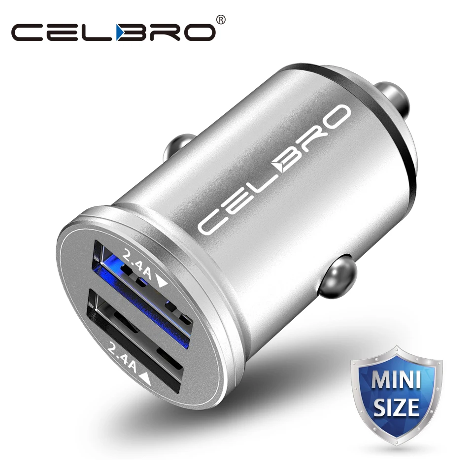Mini Dual USB Car Charger Adapter 4.8A Metal Car Charger Mobile Phone