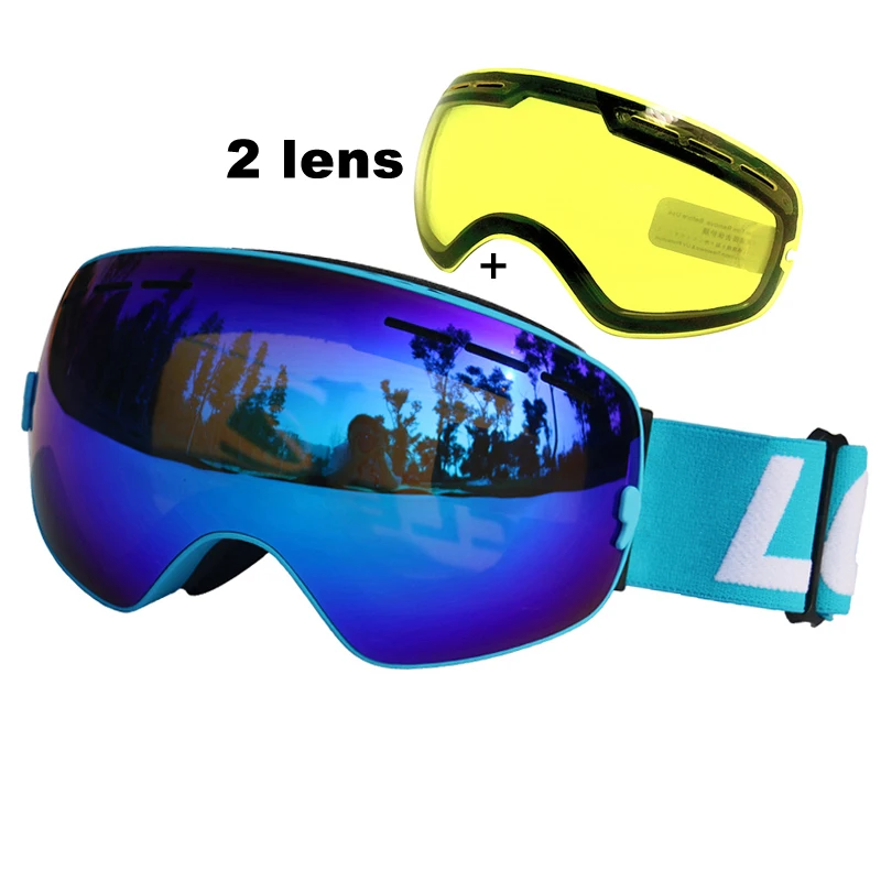 Gafas de esquí UV400 Anti-niebla de esquí gafas lente doble nieve esquí Snowboard gafas de esquí gafas con la visión nocturna de la lente