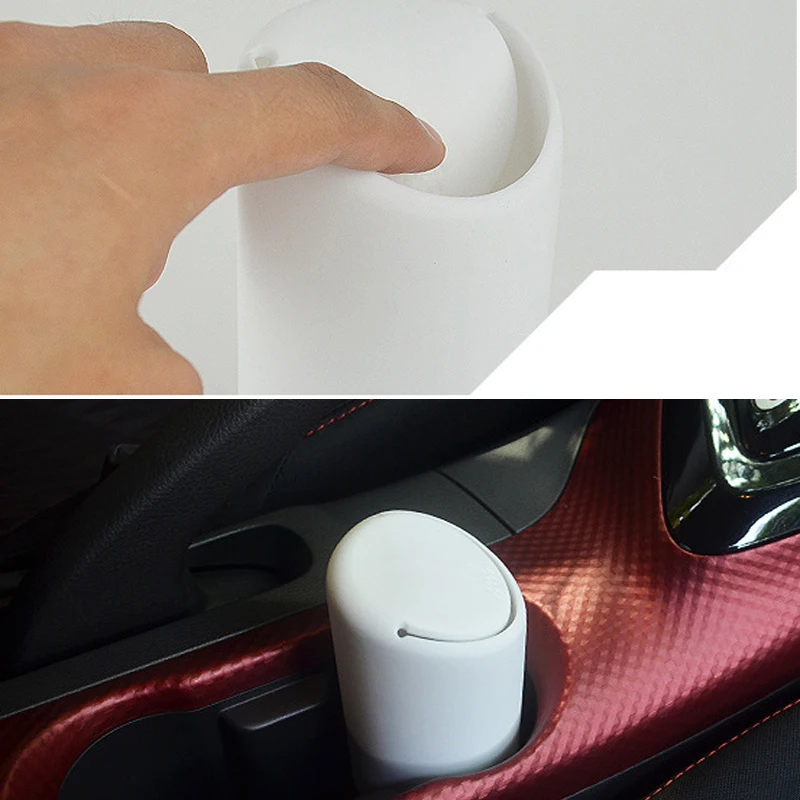 YOLU Auto Car Garbage Can Car Trash Can Silicone Garbage Dust Case Holder Rubbish Bin Black White