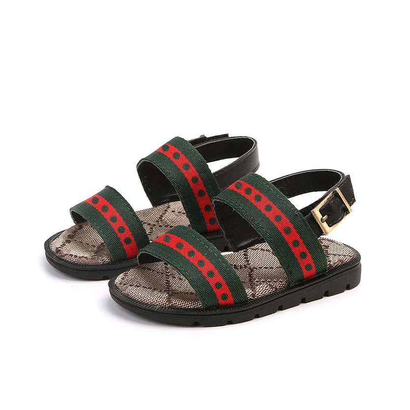 

Luxury Brand Style Kids Sandals Letters Print Boys Girls Casual Sandals Summer Logo Shoes Anti-slippery Rubber Bottom
