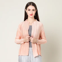 miyake fold Весна новое свободное однотонное пальто с длинными рукавами женская дикая Европейская станция