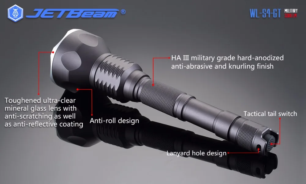 JETBeam WL-S4-GT охотничий фонарь Cree XHP70 светодиодный MAX.3300 люмен луч расстоянии 400 м тактический фонарик для Спорт на открытом воздухе