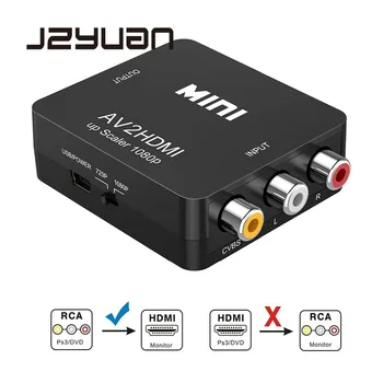 

JZYuan Mini AV to HDMI Video Converter Box AV2HDMI RCA AV HDMI CVBS to HDMI Adapter for HDTV TV PS3 PS4 PC DVD XBox Projector
