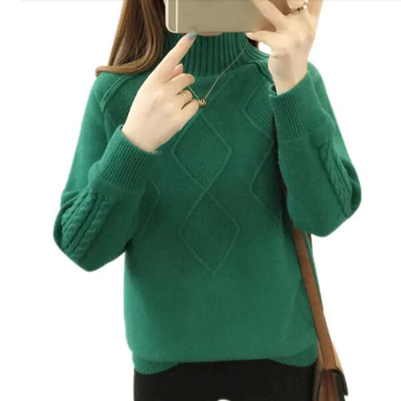

2019 New Winter Women Sweaters Fashion Turtleneck Long sleeve Pullovers Loose Knitted Sweaters Woman Pullover Short Tops AS891