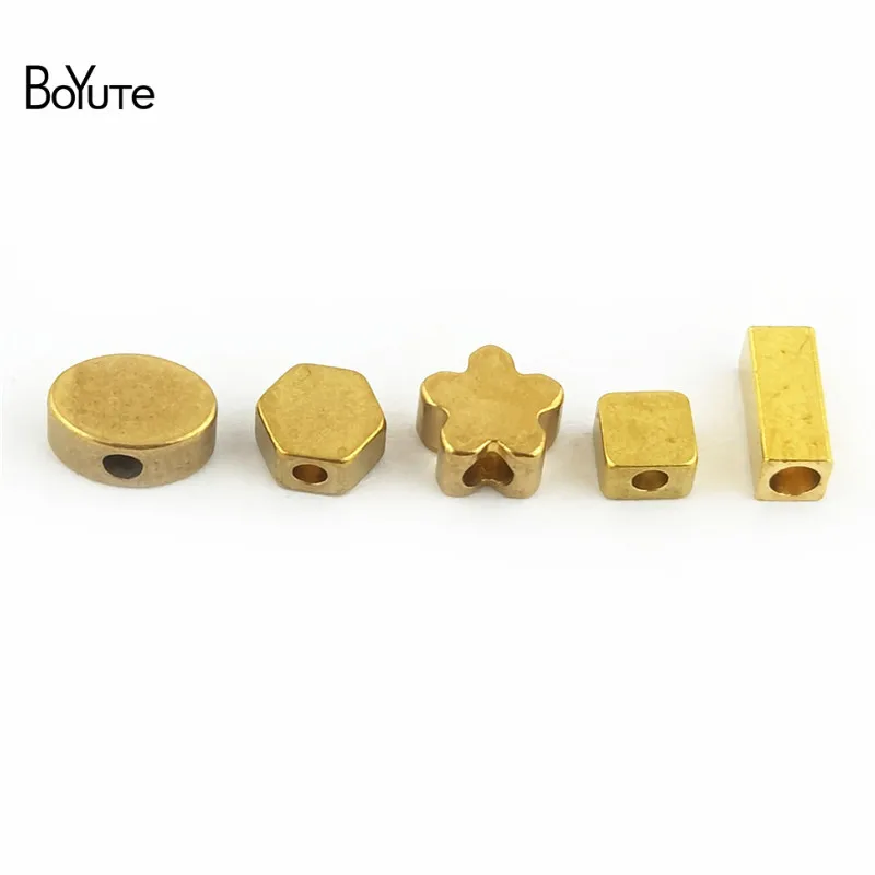BoYuTe 100Pcs Metal Brass Geometric Squre Oval Star Beads Diy Hand Made Spacer Beads Jewelry Making (1)