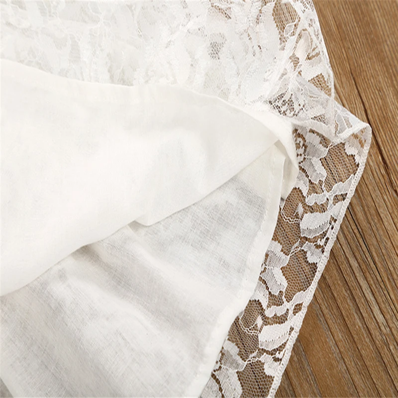 Summer Dress Cotton Toddler Kids Baby Girl Flower Ruffle Princess Party Pageant Dress Clothes White Dress Girl Princess V4# (6)