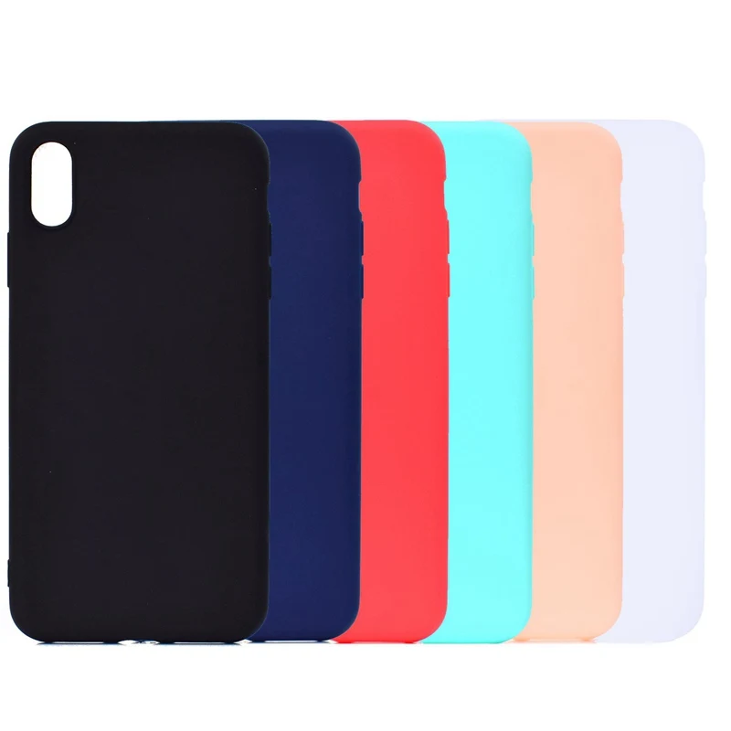

Phone Case For iPhone XS Max XR 8 Plus 7 6 6S Plus 5 5S SE Frosted Back Cover Candy Solid Color Cute Simple Soft TPU