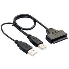 USB 2,0 для SATA 15+ 7 22P кабель адаптера для 2," HDD SSD жесткий диск для ноутбука+ Чехол черный