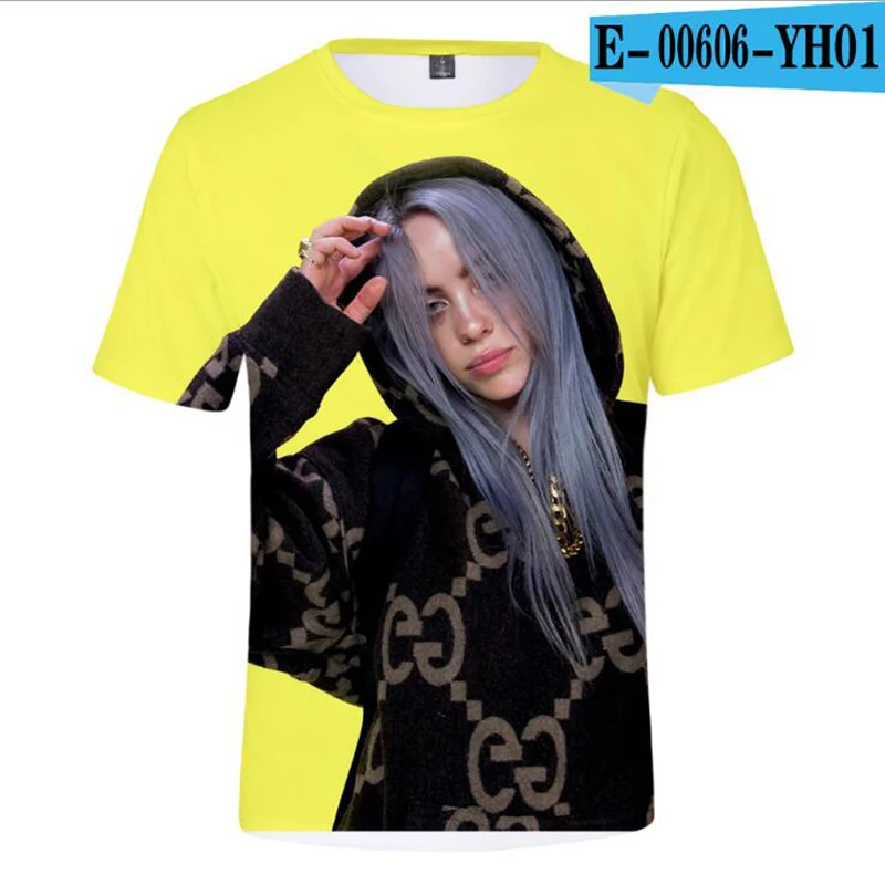 В Стиле Хип-хоп, модная фирменная одежда Billie Eilish Мужская 3D футболка, женская уличная Повседневная футболка с коротким рукавом, Homme Camiseta Hombre - Цвет: 002