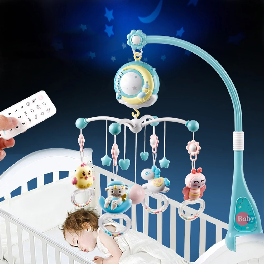

0-18 Months Mobiles Rotating Baby Rattle Hanging Projection Stroller Play Comfort Toy Remote Control Crib Bed Bell Cartoon
