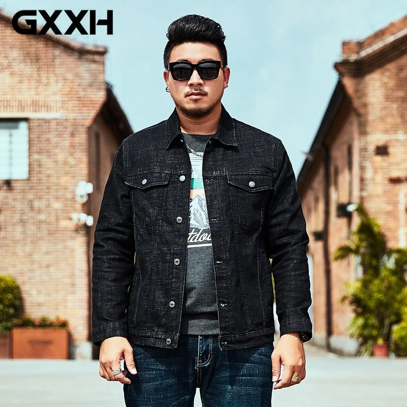 GXXH осенние мужские джинсовые пальто мужская хлопковая куртка Мужская свободная, но шоу тонкая посадка повседневная большая и высокая негабаритная одежда 4XL 5XL 6XL
