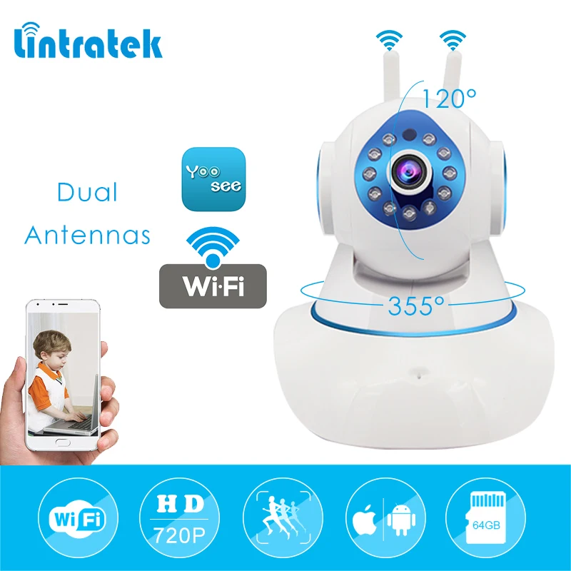 

lintratek Wireless Wifi Ip Camera Wi-Fi Mini CCTV Camera Hd 720P 1.0mp Home Security Surveillance Camera Dual Antennas Ip Cam#47