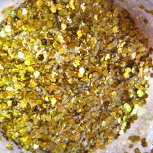 Переливающийся желтый устойчив к растворителям блеск для акриловый лак для ногтей, DIY Поставки G494