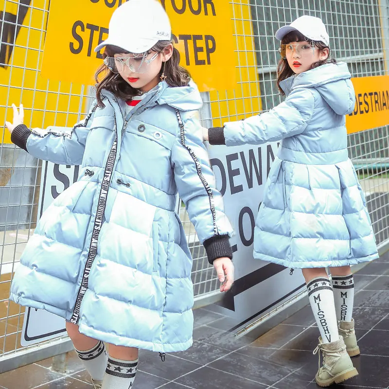 Thick Warm Fur Hooded Girls Winter Coat Zipper Ribbon Child Winter Drawstring Long 80% White Duck Down Jacket For Baby Kids Thick Warm Fur Hooded Girls Winter Coat Zipper Ribbon Child Winter Drawstring Long 80% White Duck Down Jacket For Baby Kids