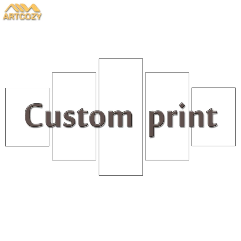 Preise Artcozy 5 Panel Benutzerdefinierte Druck Wasserdicht Leinwand Malerei Wandkunst Bilder Wohnkultur Spray Drucke Kunststoffrohr Verpackung