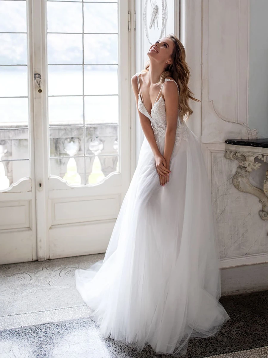 Сексуальное открытое свадебное платье без рукавов с v-образным вырезом Vestido De Noiva, кружевные свадебные платья без спинки, Robe De Mariage