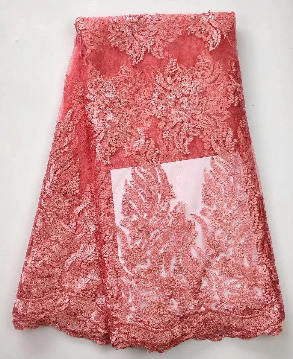 

Latest African Lace Fabric 2017 French Stones Lace High Quality Embroidery Nigeria Tulle Lace Fabric Wedding dress