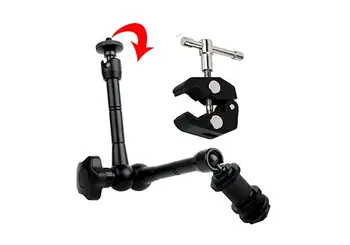 

11" Inch Articulating Magic Arm + Super Clamp for Camera Camcorder / LCD / LED Light / Dslr Rig Movie Kit