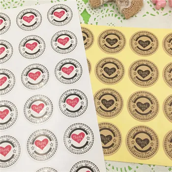 

5000Pcs/Lot Circular Thank You Love Self-adhesive Stickers Kraft Label Sticker DIY Handmade Gift Cake Paper Stickers