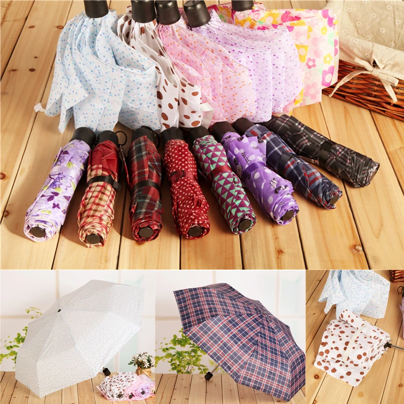 Random Color Three Folding Umbrella Wholesale Light Small Foldable