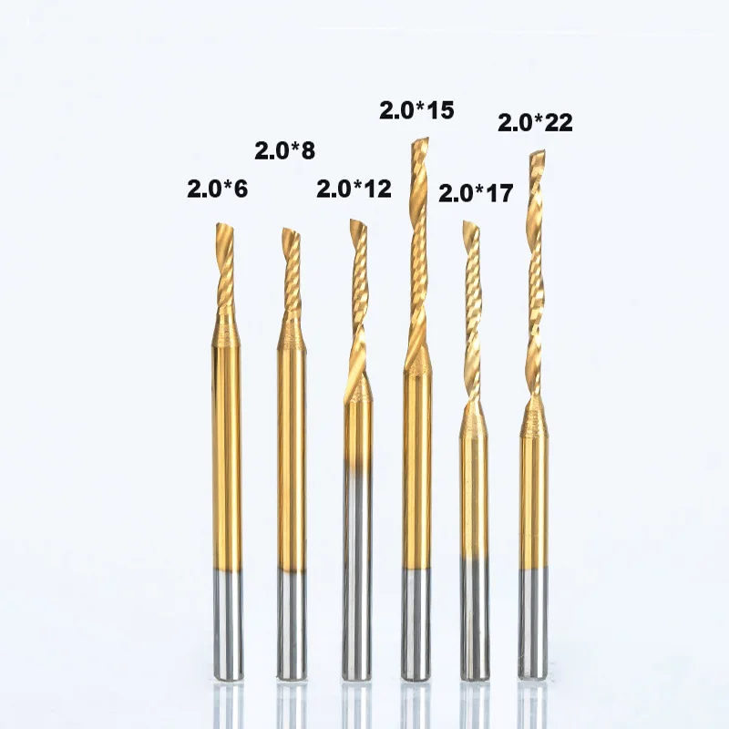 

1pcs Shank 3.175mm TiN Coating Single Flute Spiral Cutter Router Bit CNC End Mill Carbide Milling Cutter CNC Bits