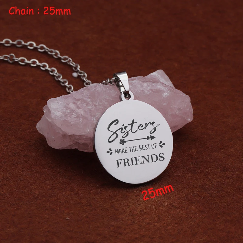 Ручное теснение Круглый Цепочки и ожерелья с гравировкой сестры сделать лучшие