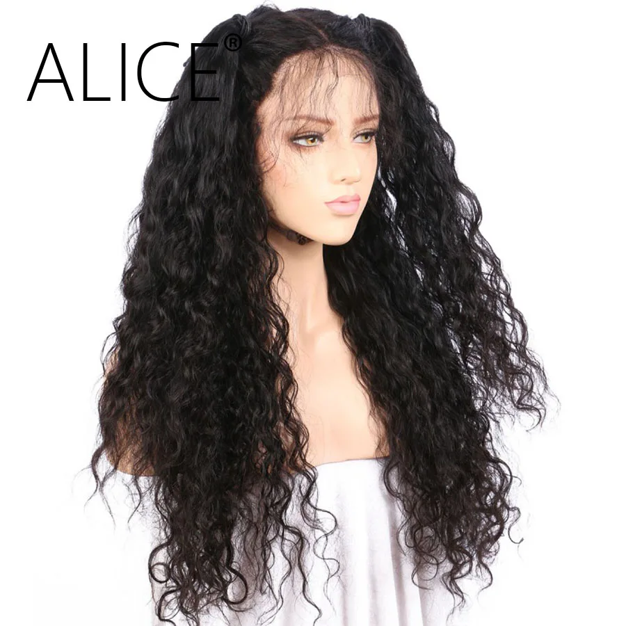 Алиса предварительно сорвал полный кружева человеческих волос парики 130% плотность бесклеевой вьющиеся парики бразильские волосы remy полный кружева обесцвеченные парики вида шишка-пучок
