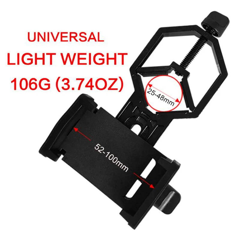 Askco العالمي هاتف محمول محول قاعدة تركيب مزودة بمشبك مجهر أحادي الإكتشاف نطاق تلسكوب الهاتف دعم العدسة D: 25-48 مللي متر