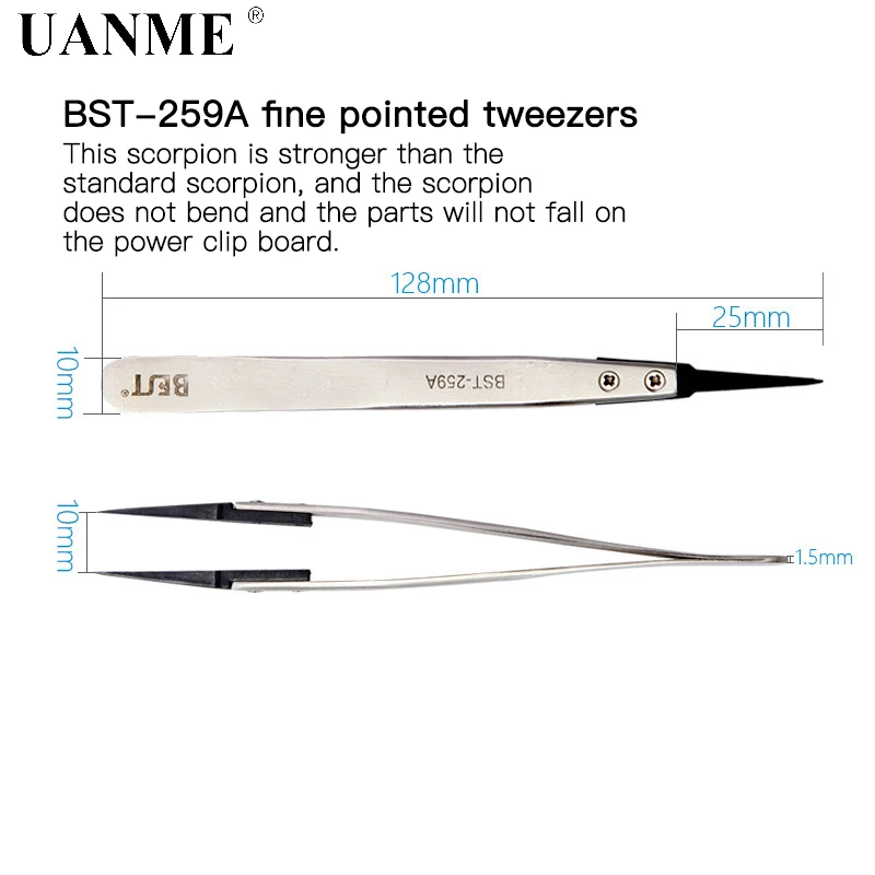 UANME BEST Head-changed пинцет антистатические пластиковые наконечники для антистатических пинцетов из нержавеющей стали - Тип головки пинцета: BST-259A