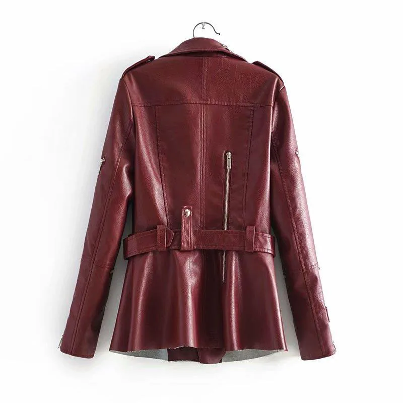 Съедобное дерево грибок форма сладкий дизайн для женщин Pu куртка розовый бордовый черный цвет пояс женский пальто