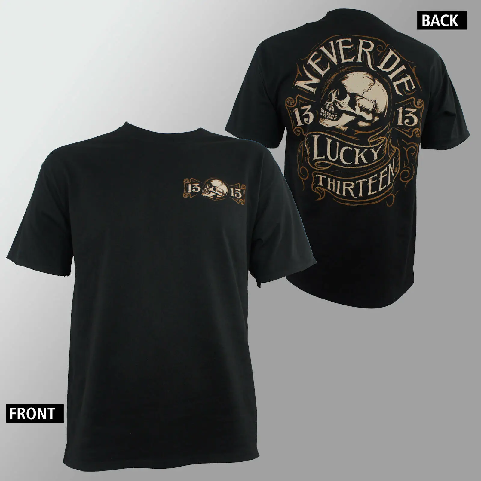 Оригинальная футболка с надписью LUCKY 13 Never Die Jumbo Skull M L XL 2XL 3XL 4XL Новинка | Мужская