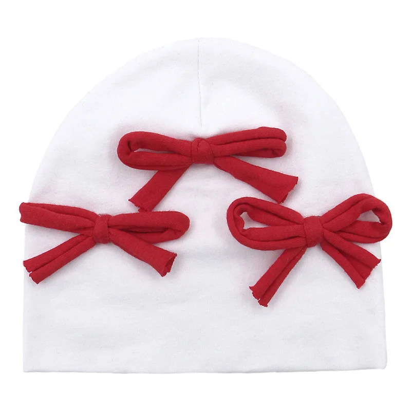 GZhilovingL New Cute Baby Cotton Bow Hat Beanies For Infant Girls Boys Kids Winter Soft Solid Newborn Baby Hair Accessories - Цвет: white 3