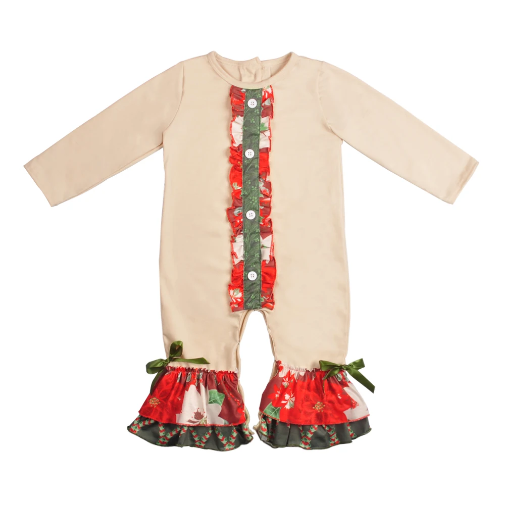 

Wholesale Spring Remake Patchwork Faishon Long Sleeve Cotton Boutique Ruffle Romper Baby Girls Romper Match dress GPF810-334