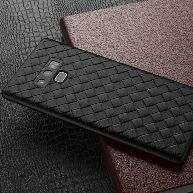 

Boomboos classic weaving leather pattern breathable grid tpu case for Samsung Galaxy note 9 soft anti finger print for note9