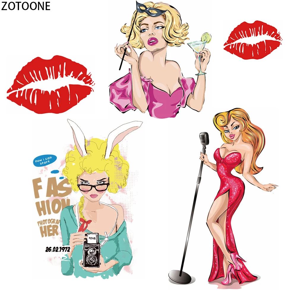 

ZOTOONE Sexy Ladies Patches for Clothing Elegant Girls Iron on Transfer Patch Appliques Diy Feat on Stickers on Clothes Badges E