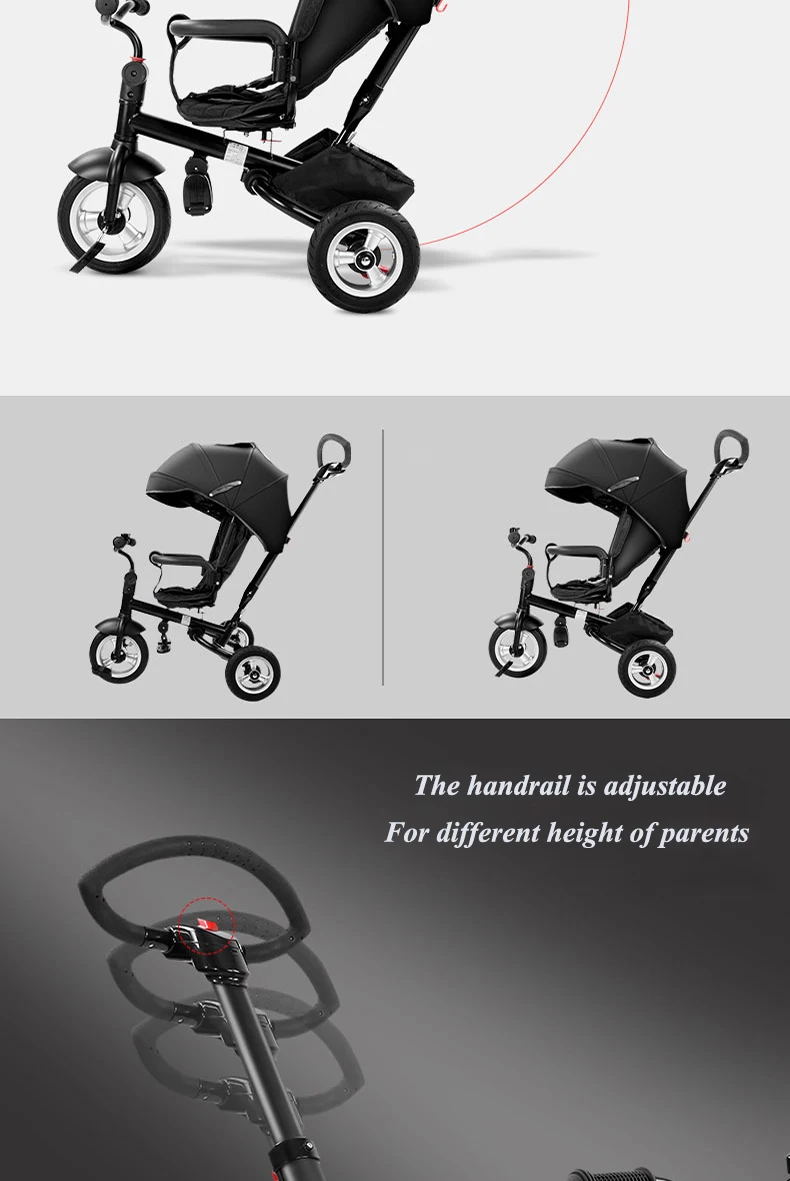 Pouch baby three wheels stroller children bicycle light folding and practical pram kids rain cover high quality for kids